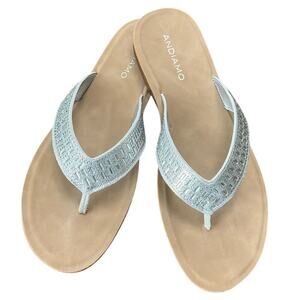 Andiamo Women's Sandals Silver Glitter Strap Size 9 NWT